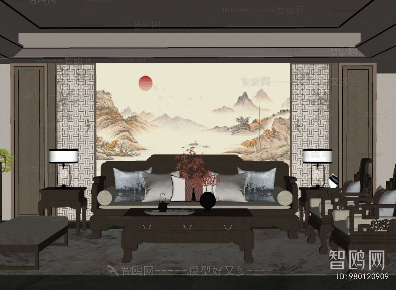 New Chinese Style A Living Room