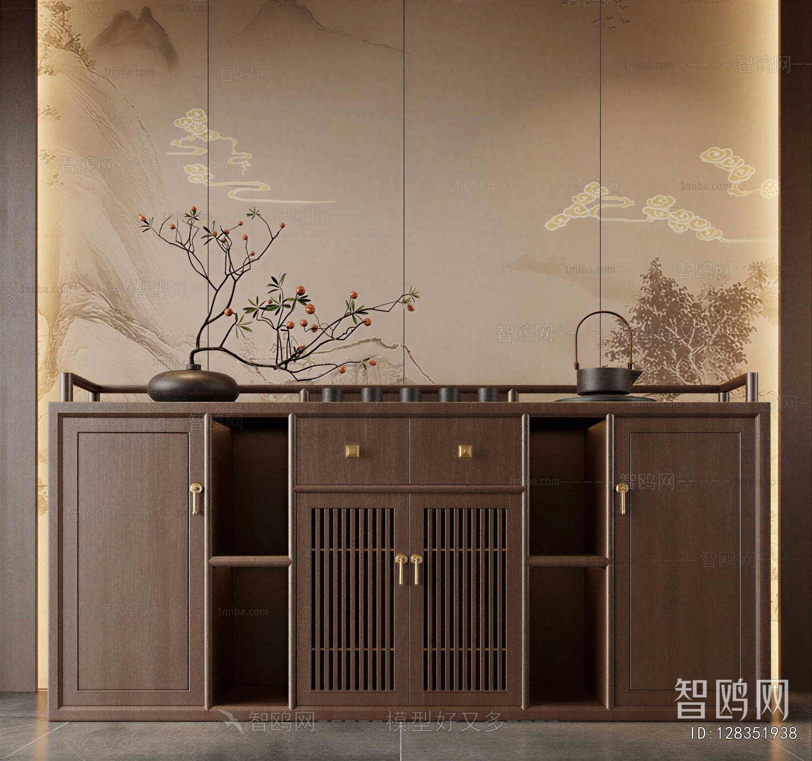 New Chinese Style Entrance Cabinet