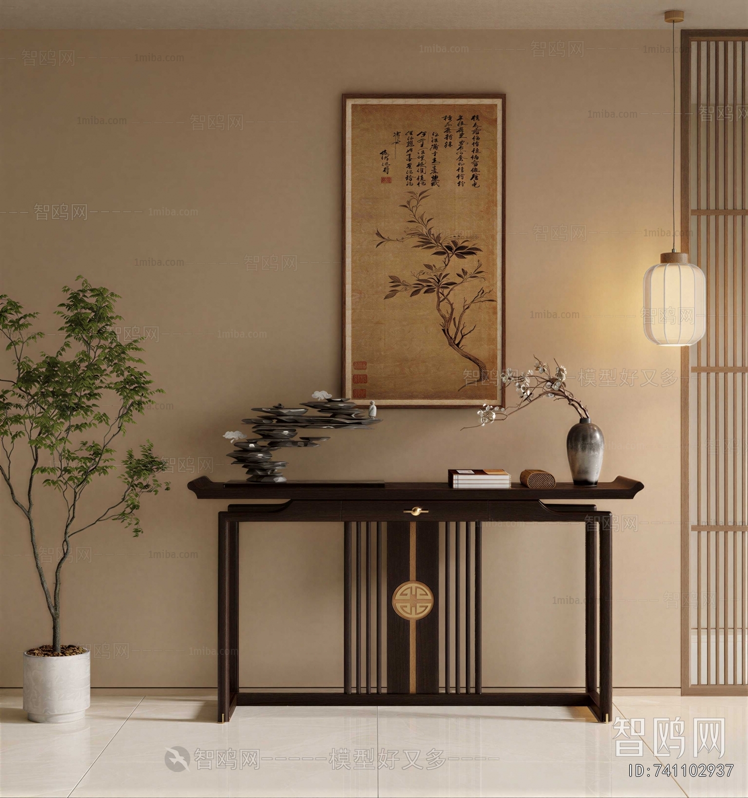 New Chinese Style Entrance Cabinet