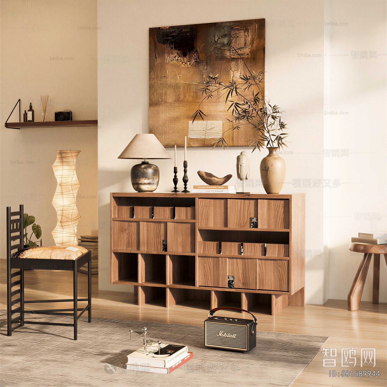 Wabi-sabi Style Side Cabinet