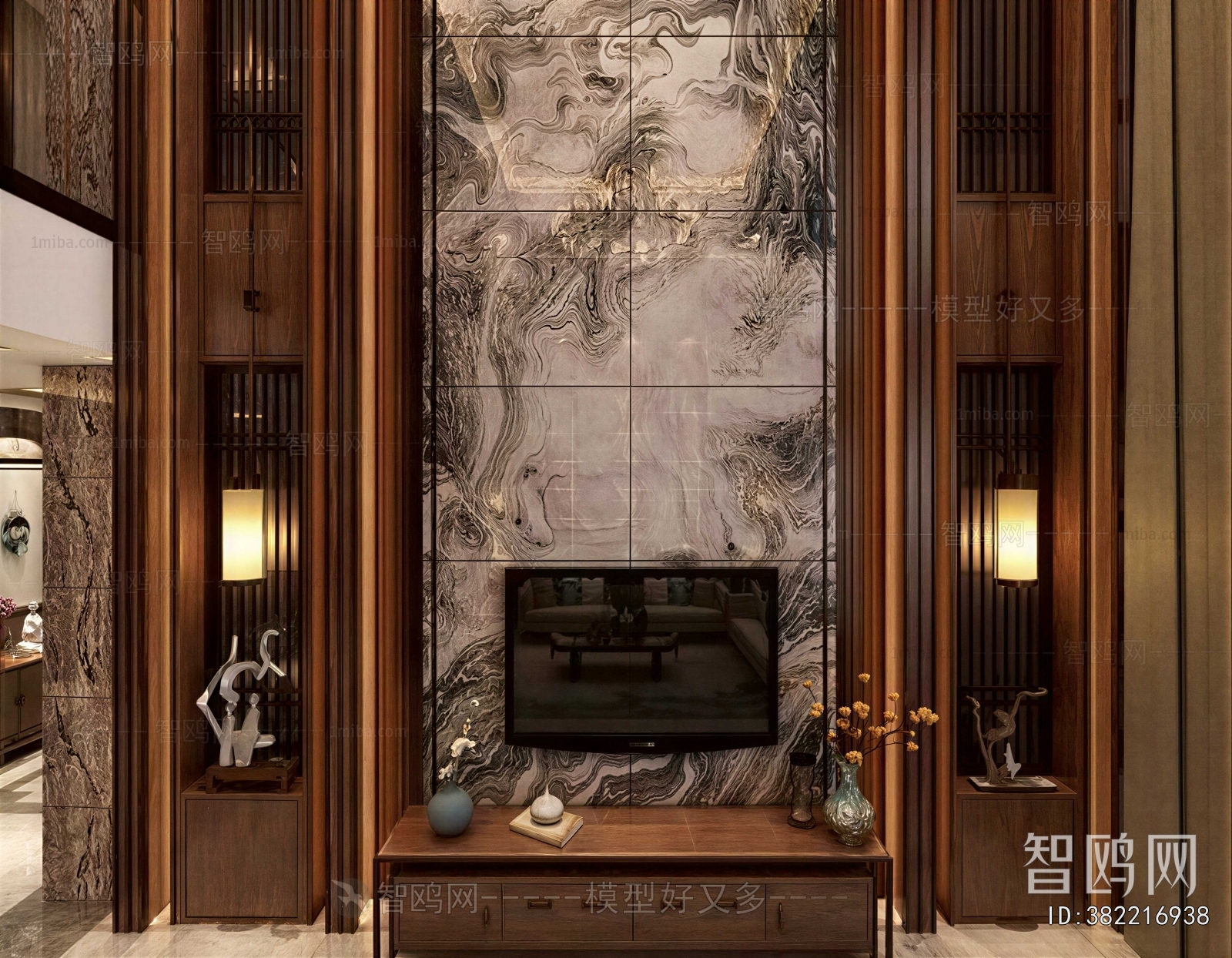 New Chinese Style TV Wall