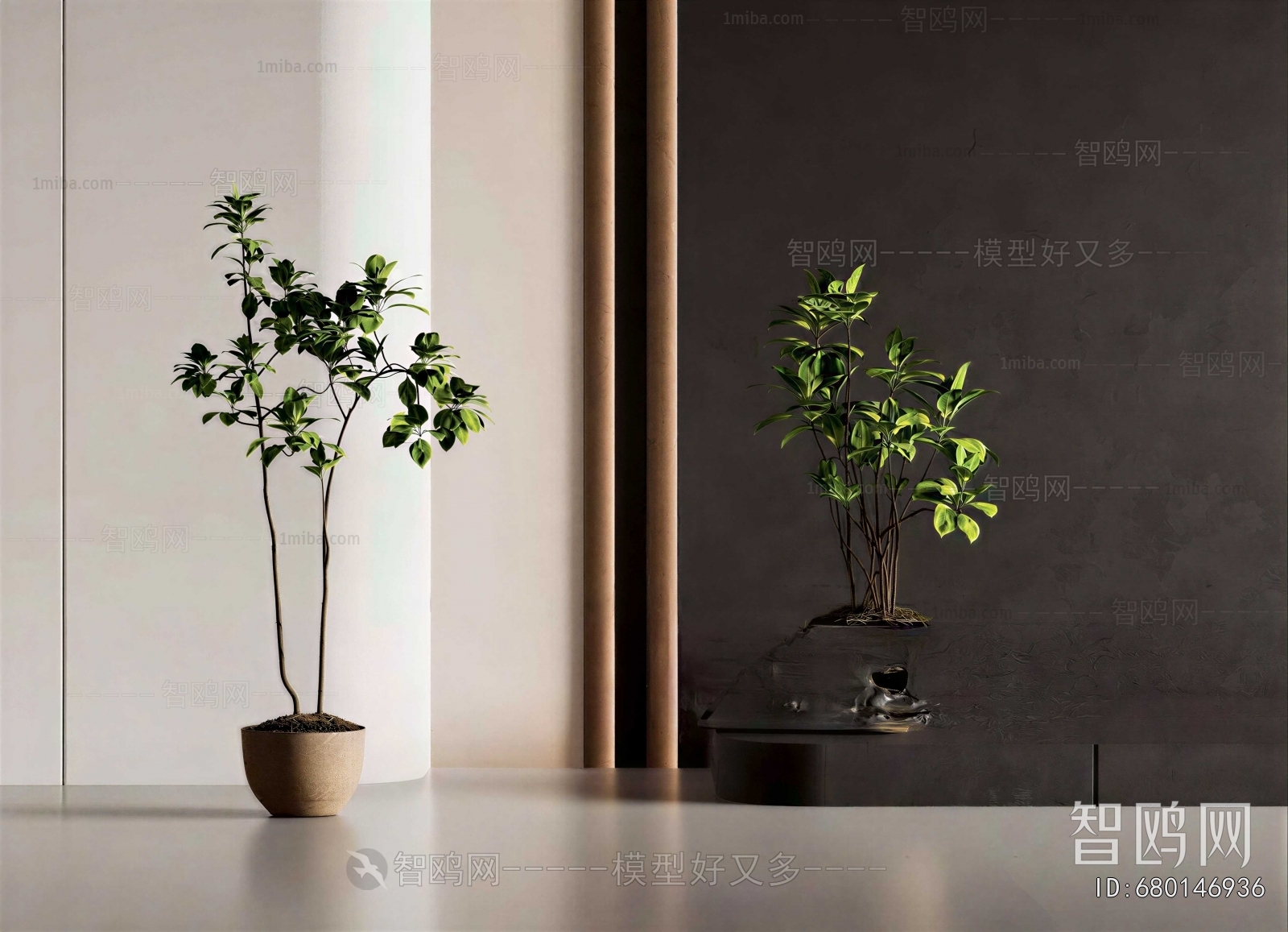 Modern Ground Green Plant Potted Plants