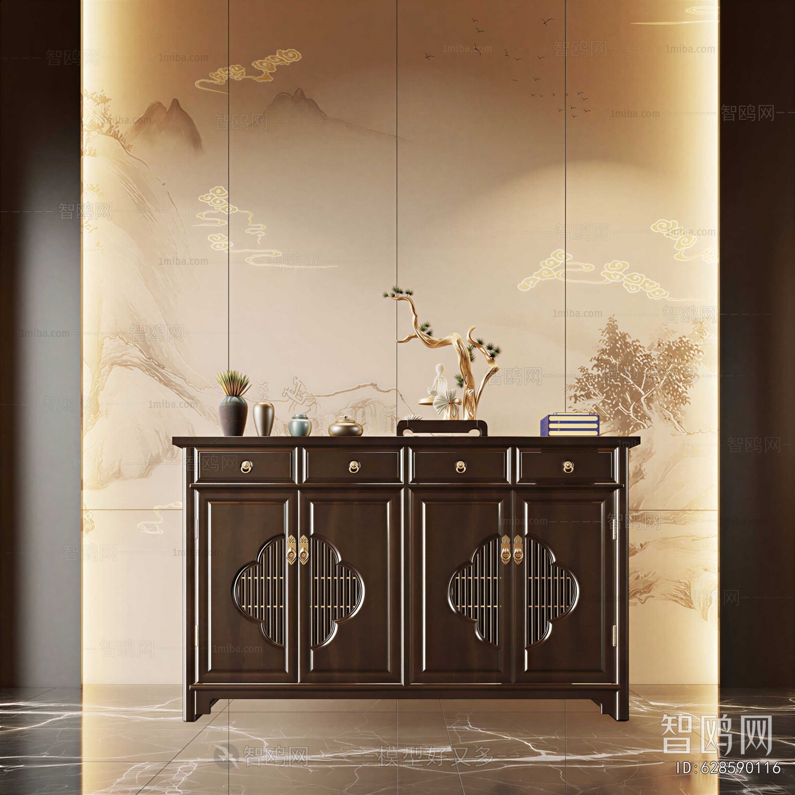 New Chinese Style Entrance Cabinet