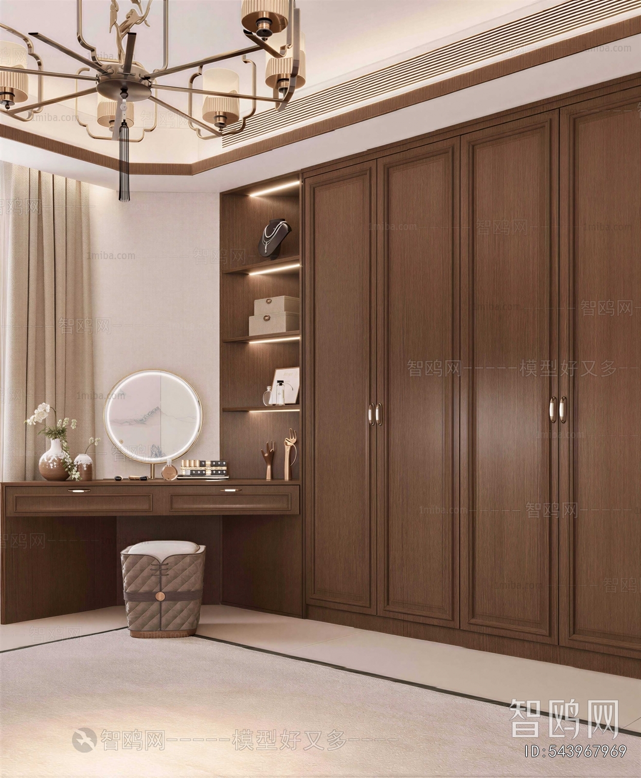 New Chinese Style Clothes Storage Area