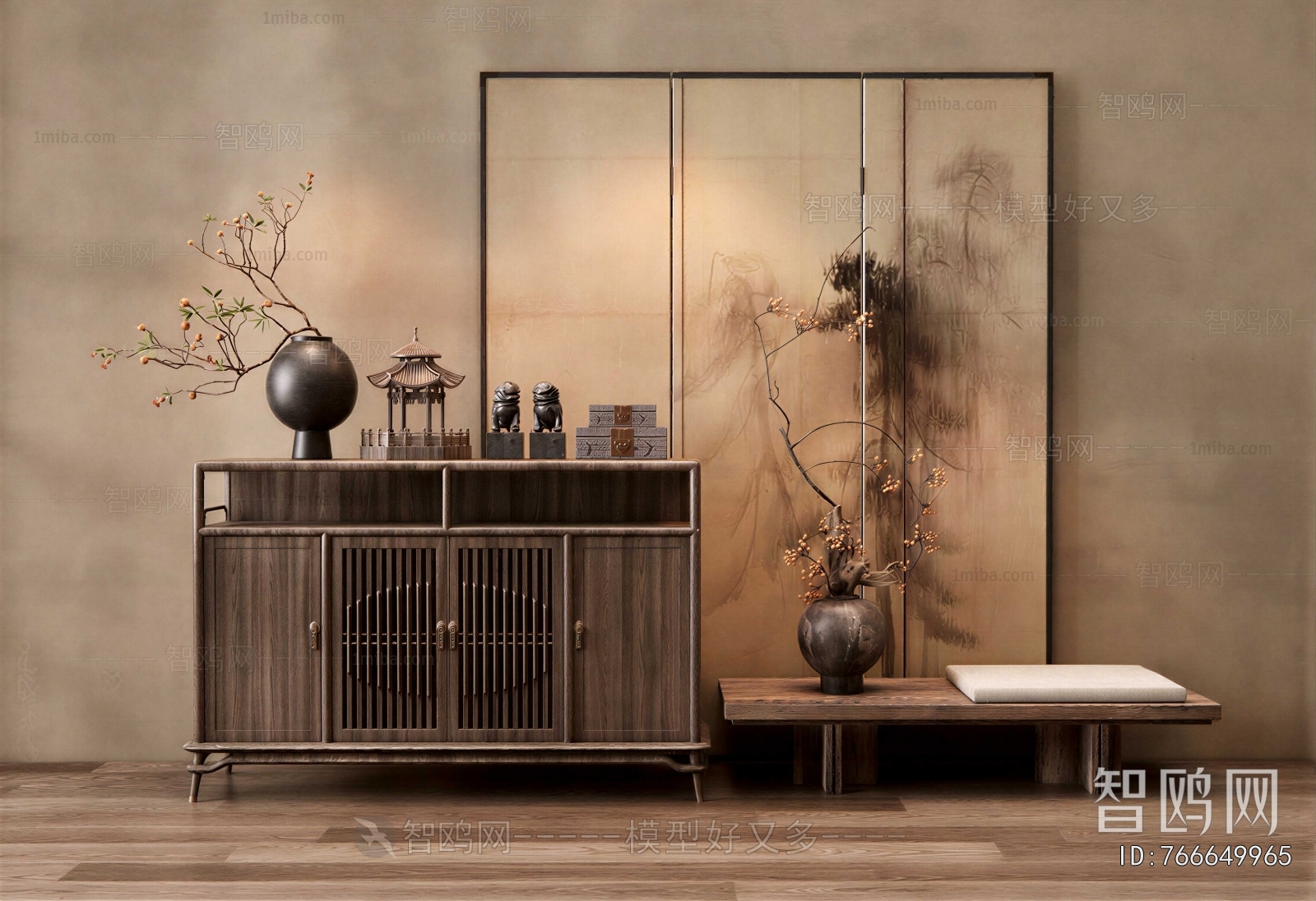 New Chinese Style Side Cabinet