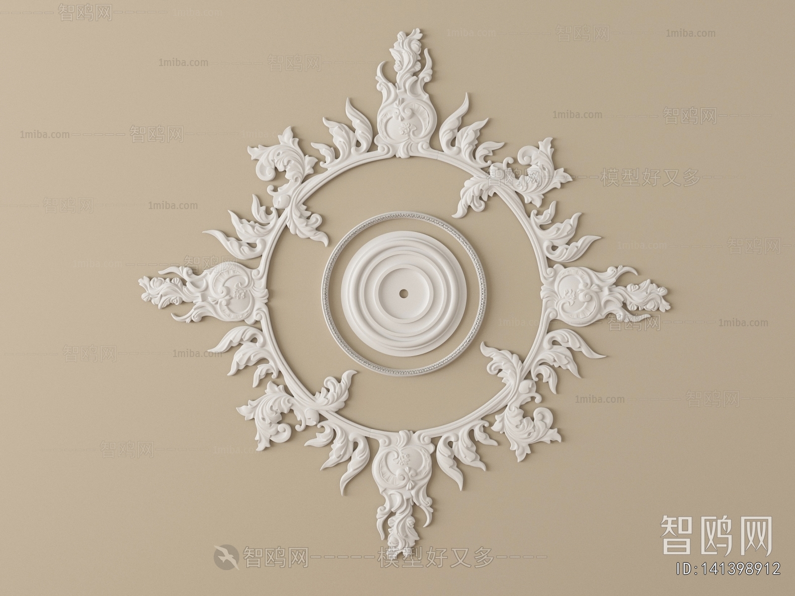 French Style Plaster Carved Top Plate