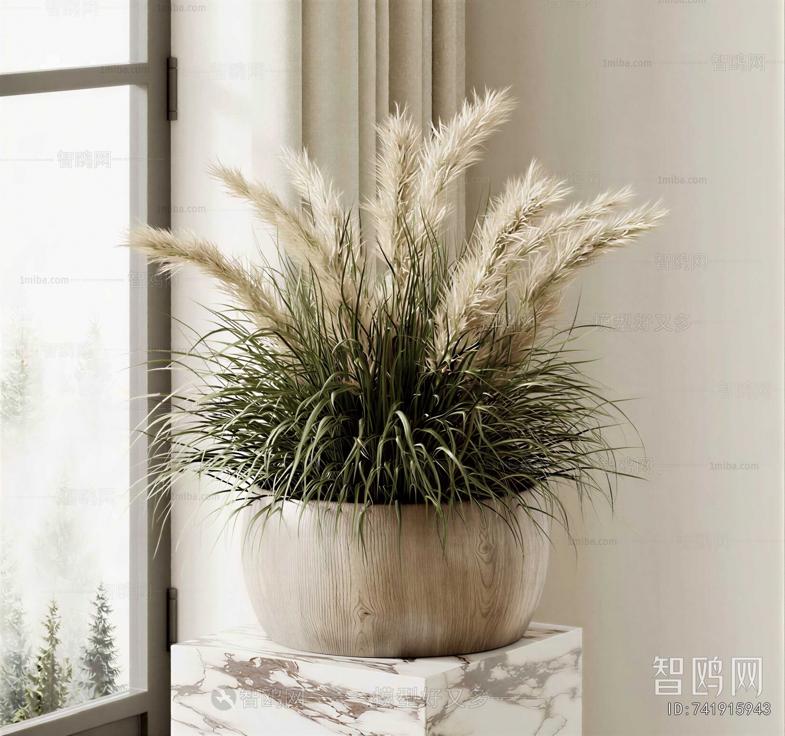 Modern Potted Green Plant