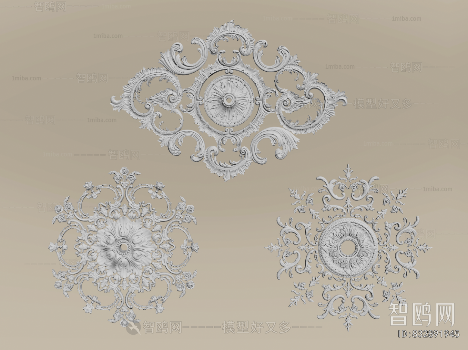 French Style Plaster Carved Top Plate