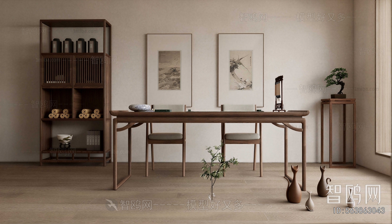 New Chinese Style Computer Desk And Chair