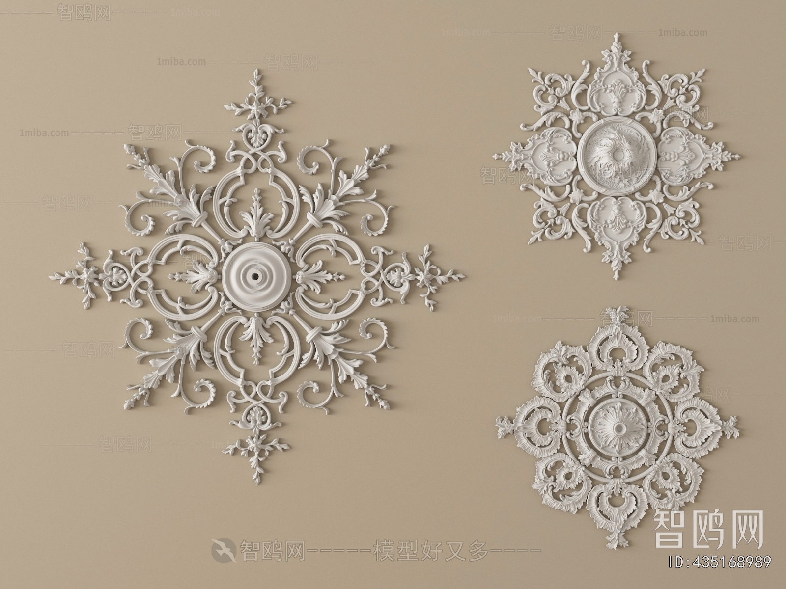 French Style Plaster Carved Top Plate