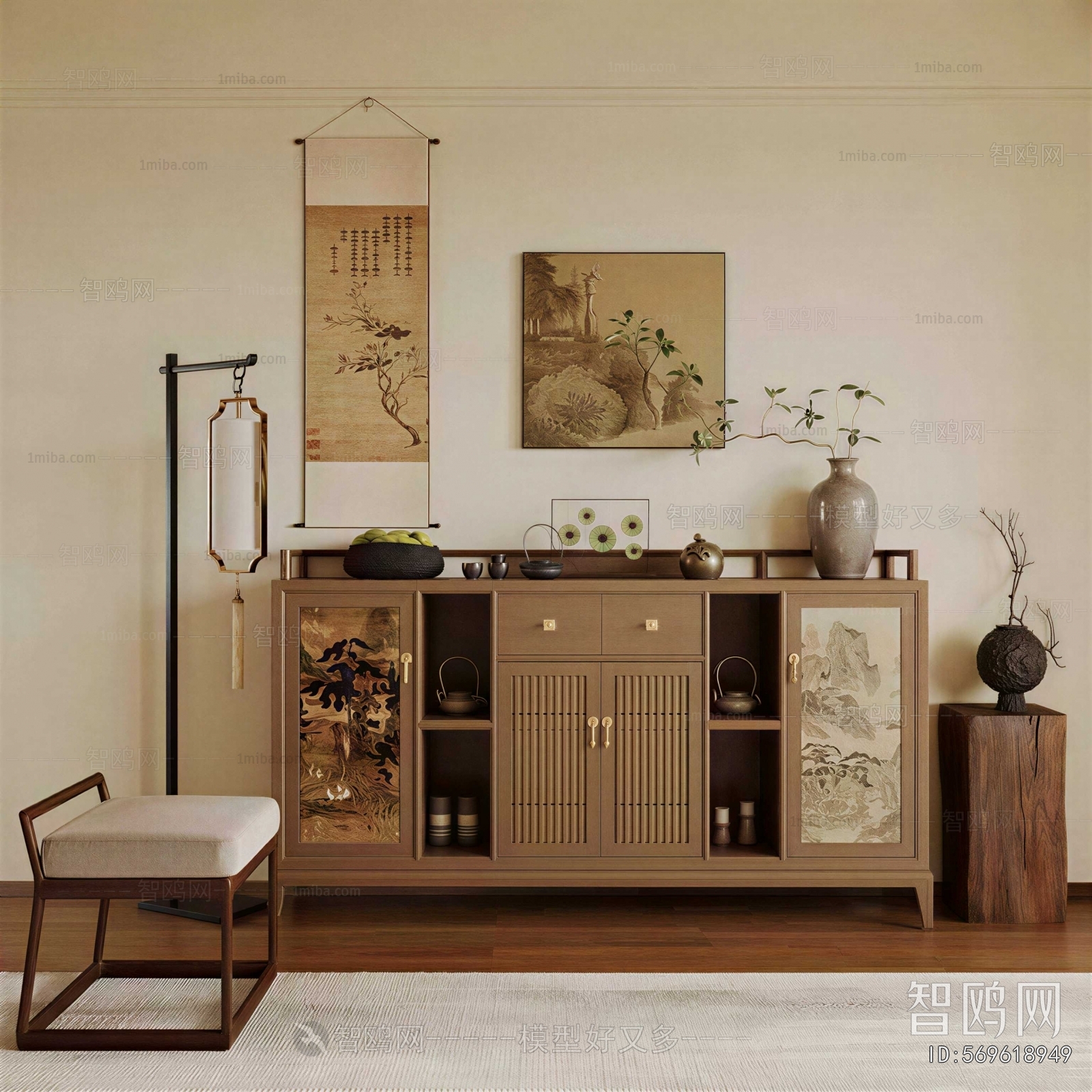 New Chinese Style Entrance Cabinet