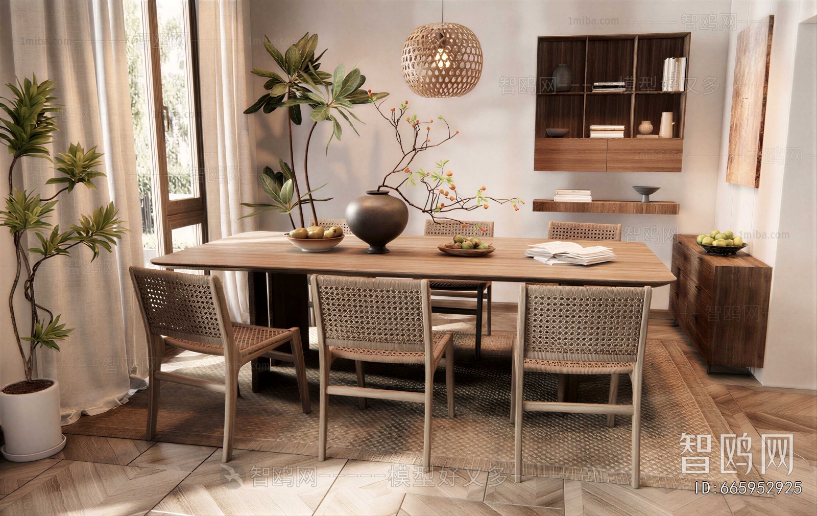 Wabi-sabi Style Dining Table And Chairs