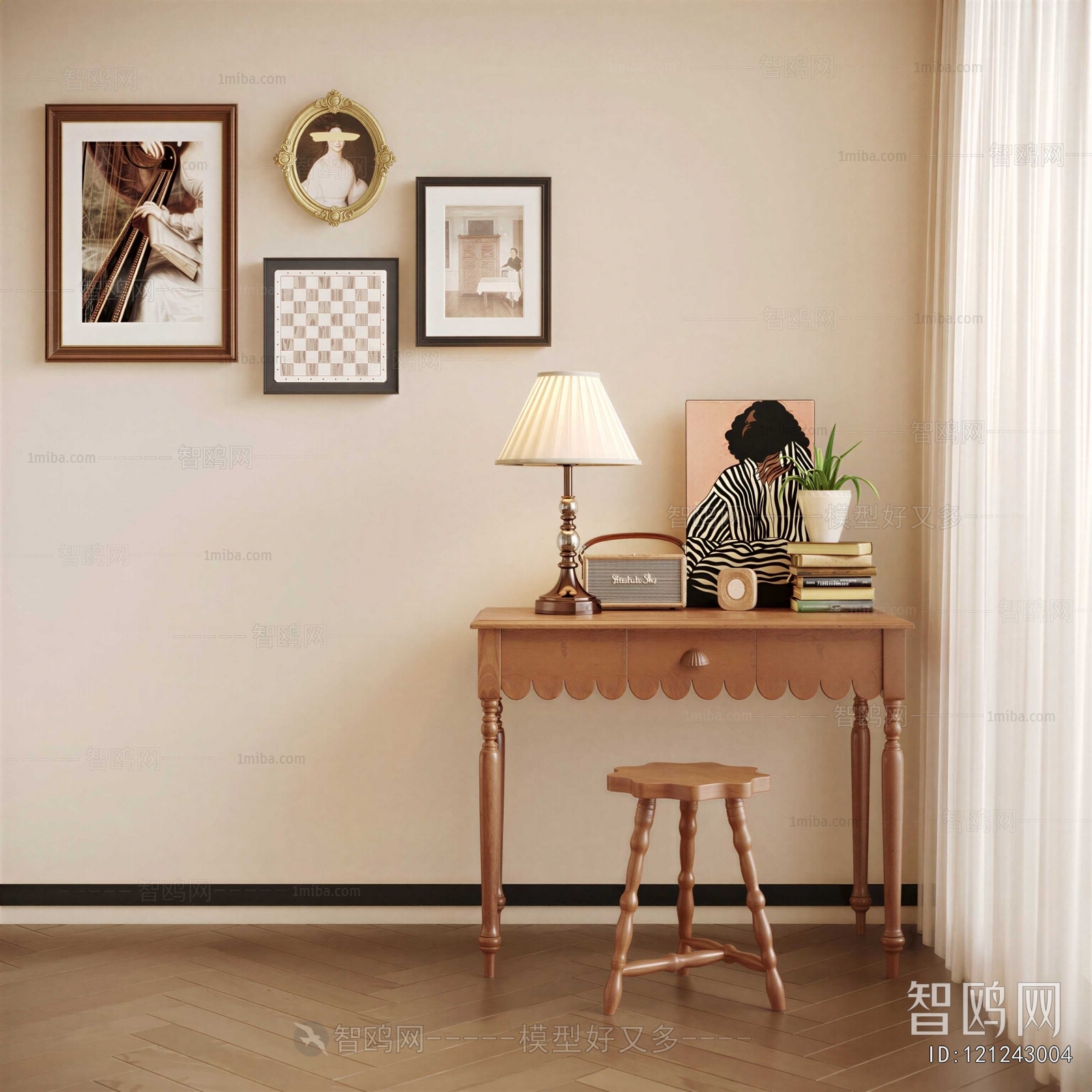 French Style Computer Desk And Chair