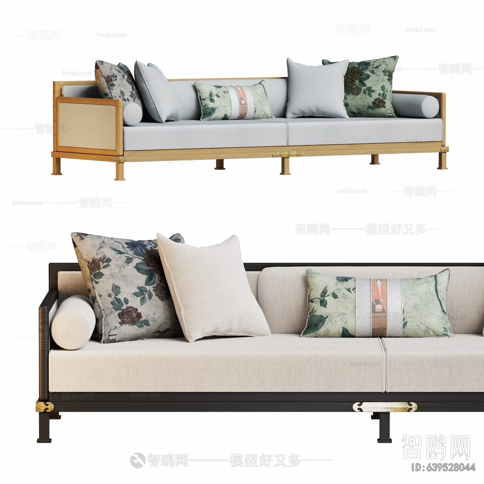 New Chinese Style Three-seat Sofa