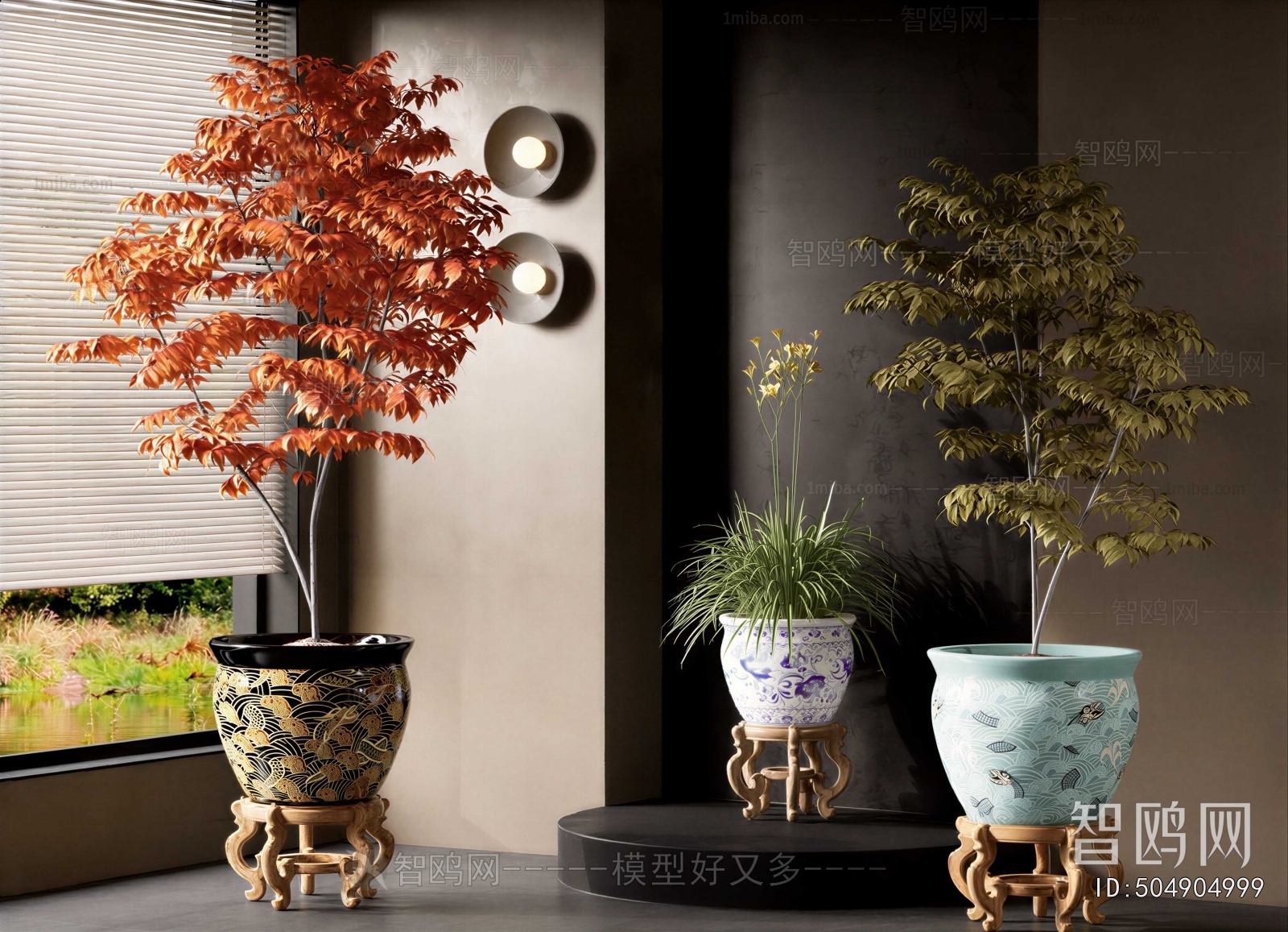 New Chinese Style Ground Green Plant Potted Plants