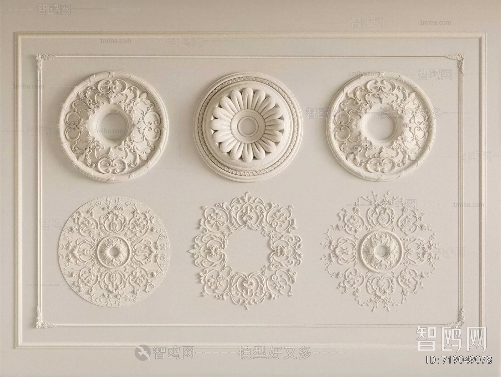 European Style Plaster Carved Top Plate