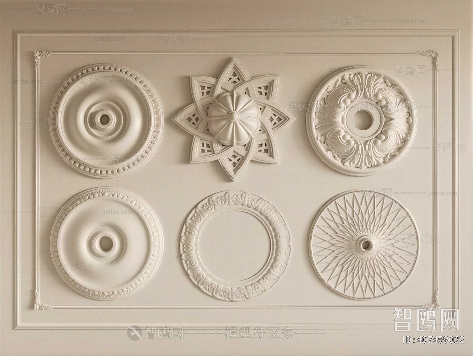European Style Plaster Carved Top Plate