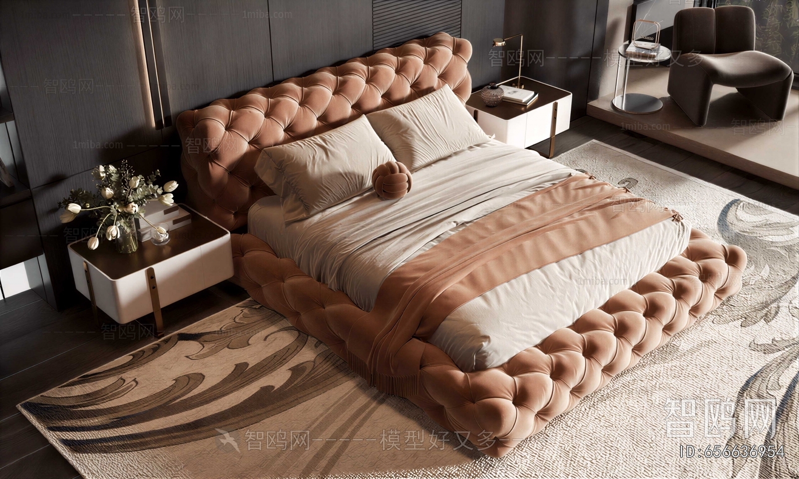 Simple European Style Double Bed