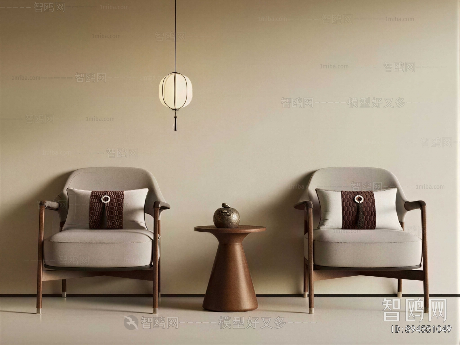 New Chinese Style Single Sofa