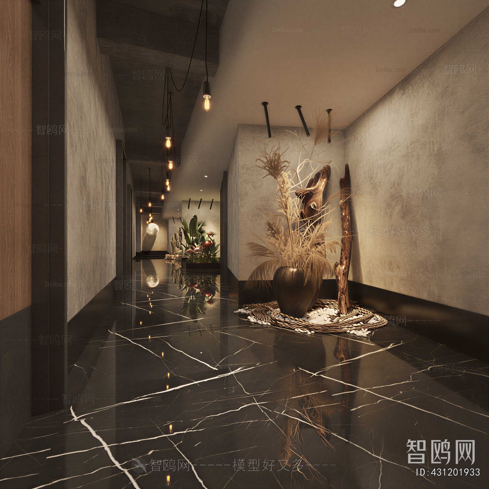 Industrial Style Office Aisle