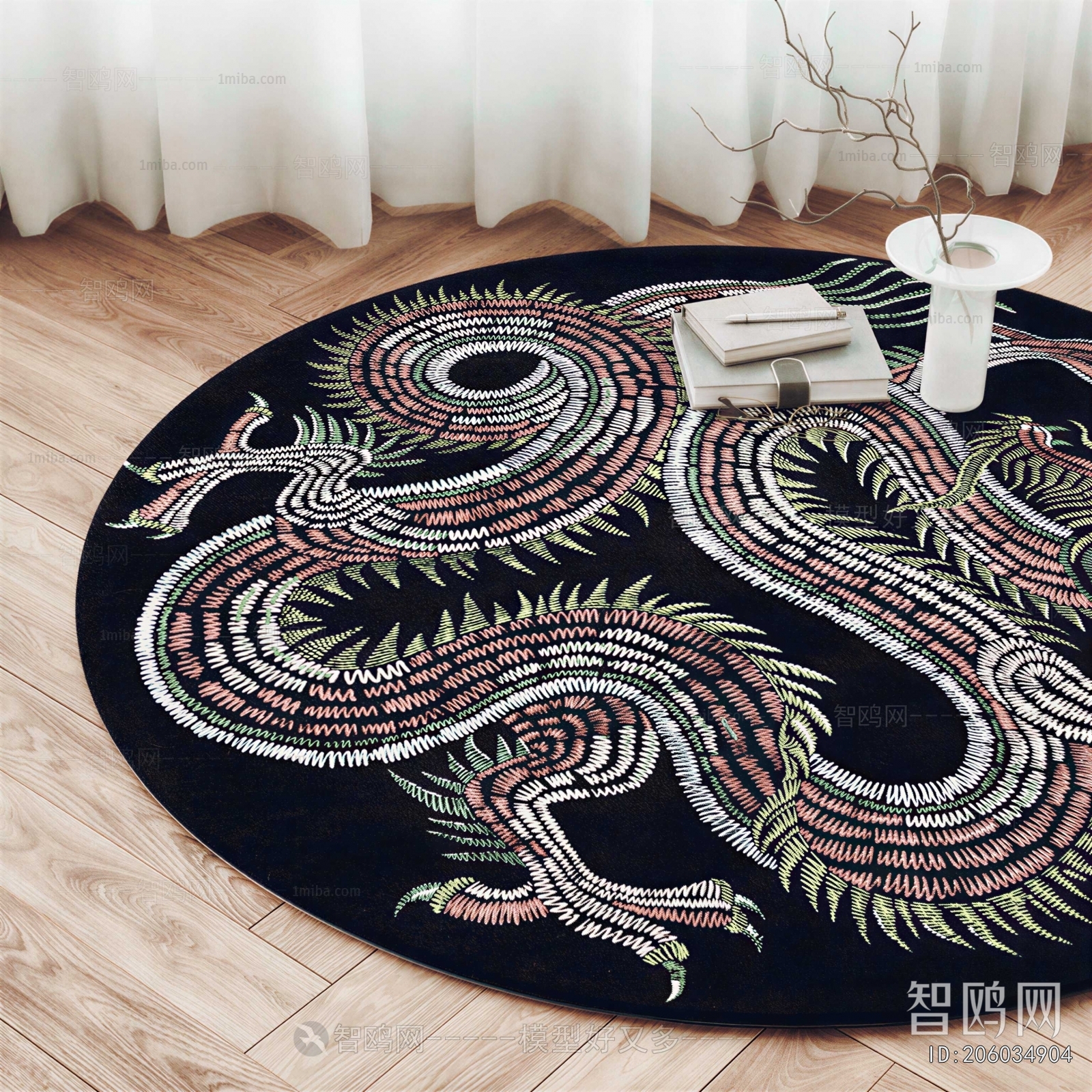 New Chinese Style Circular Carpet