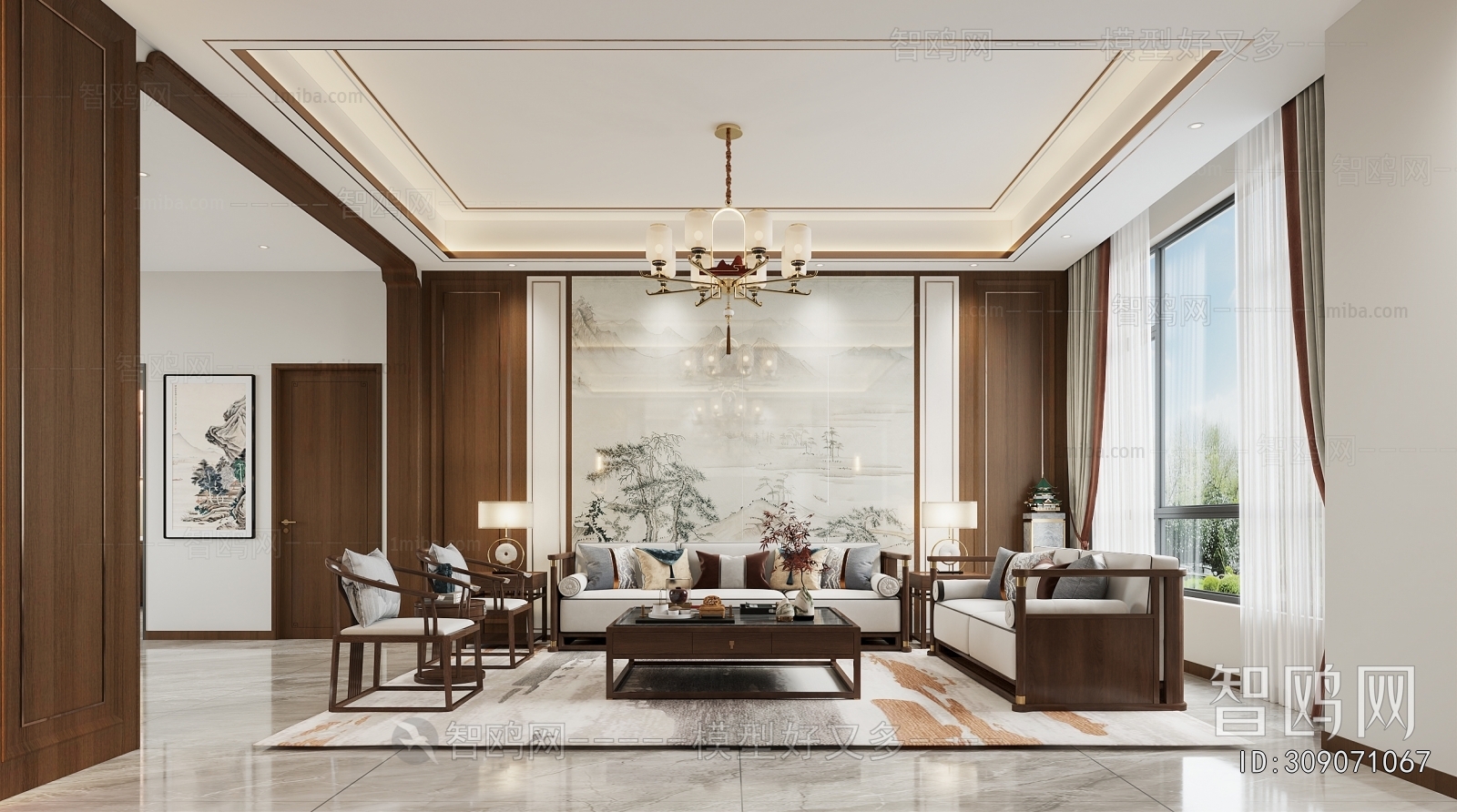 New Chinese Style A Living Room