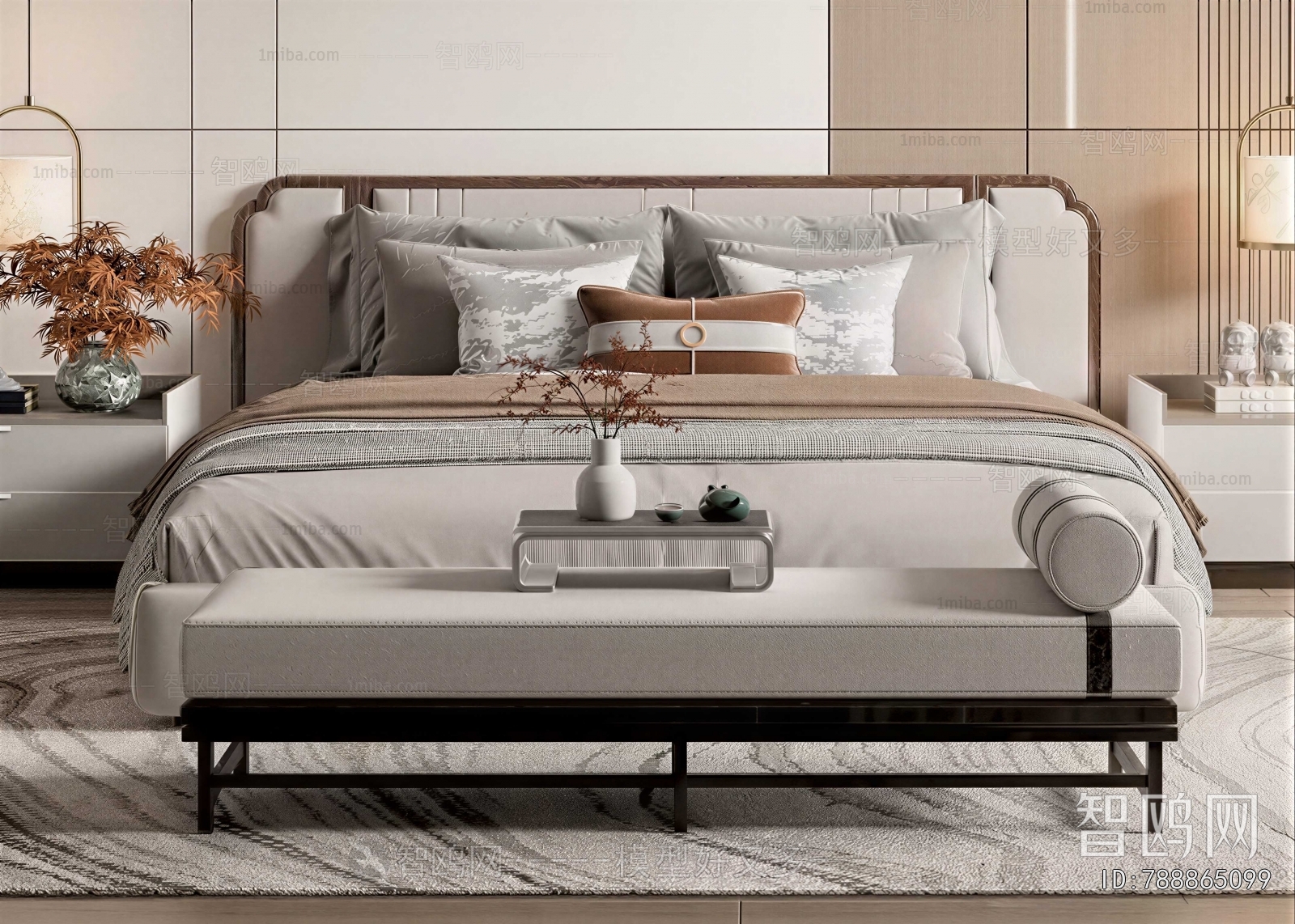 New Chinese Style Double Bed