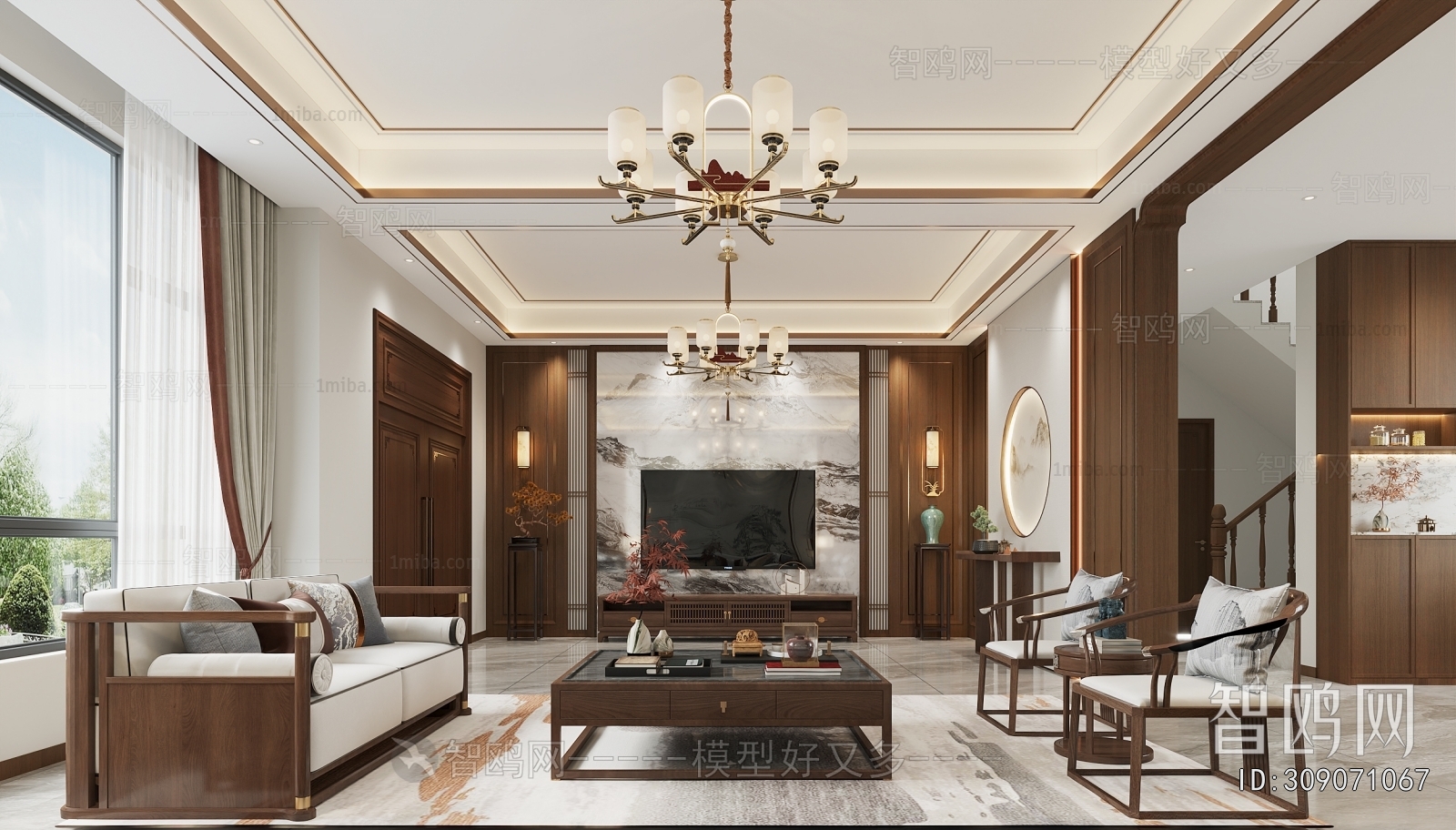 New Chinese Style A Living Room