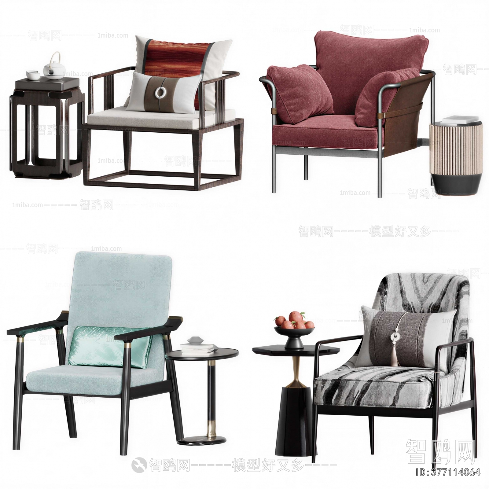 New Chinese Style Single Sofa