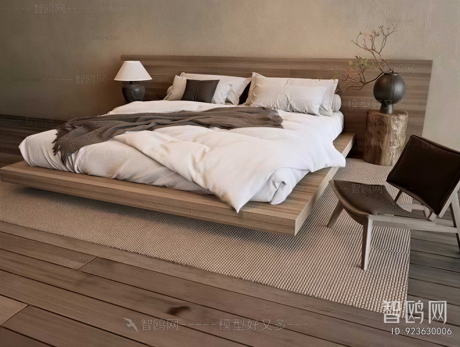 Wabi-sabi Style Double Bed