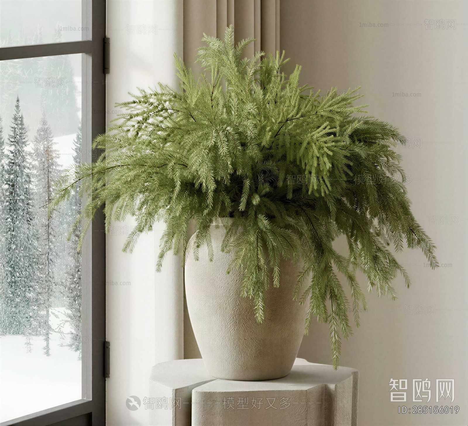 Wabi-sabi Style Potted Green Plant