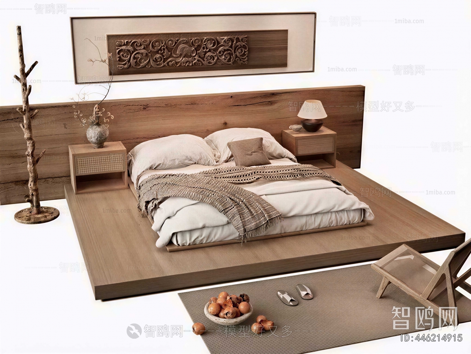 Wabi-sabi Style Double Bed