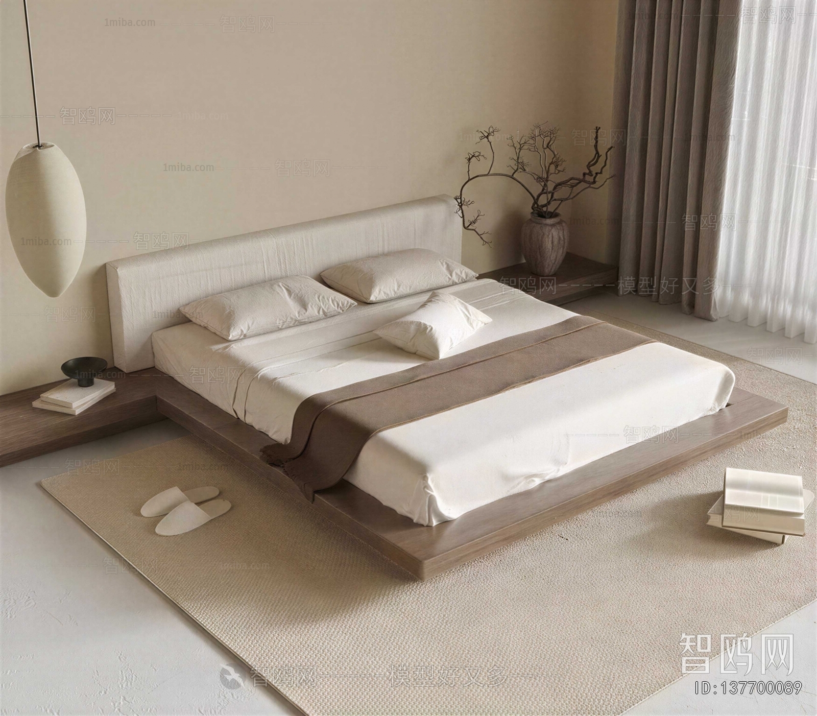 Wabi-sabi Style Double Bed