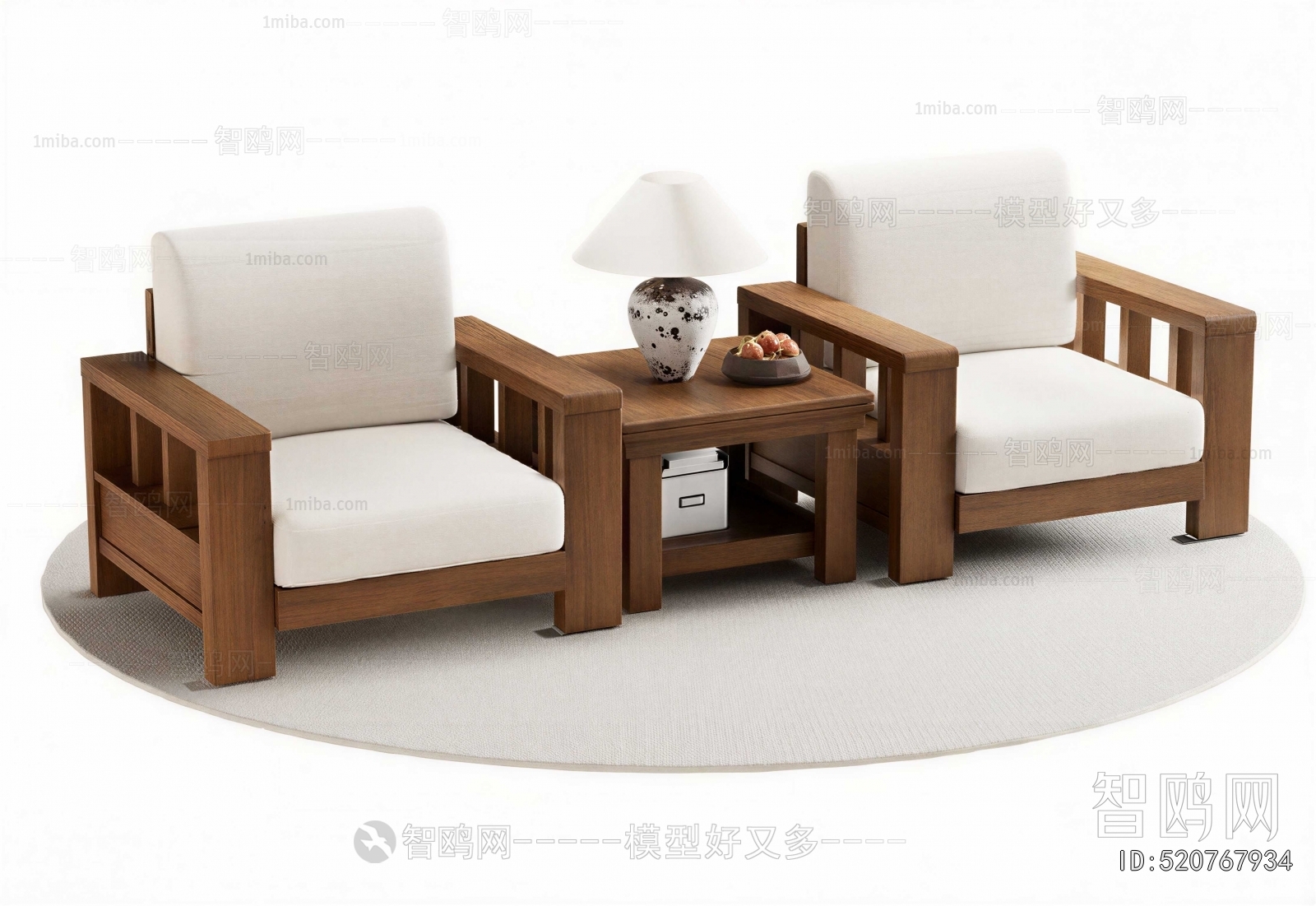 New Chinese Style Single Sofa