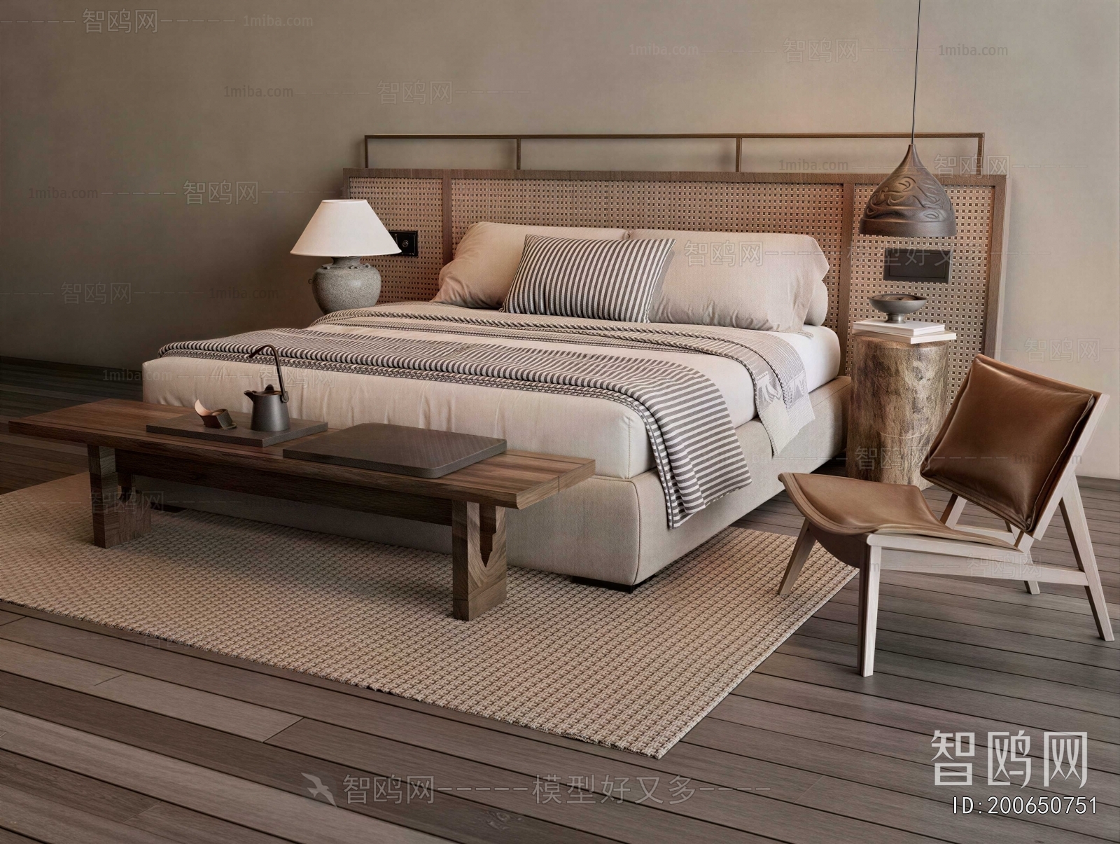 Wabi-sabi Style Double Bed