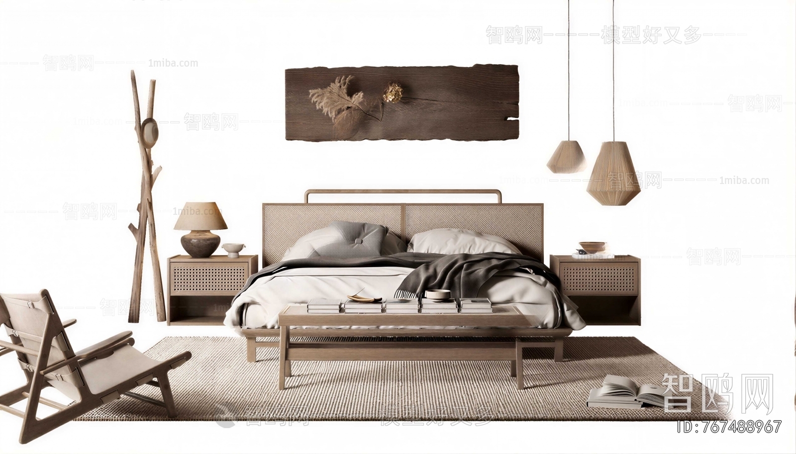 Wabi-sabi Style Double Bed