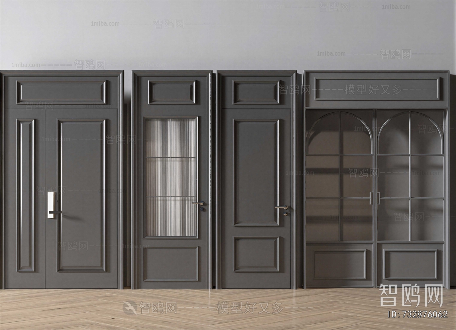 Simple European Style Unequal Double Door