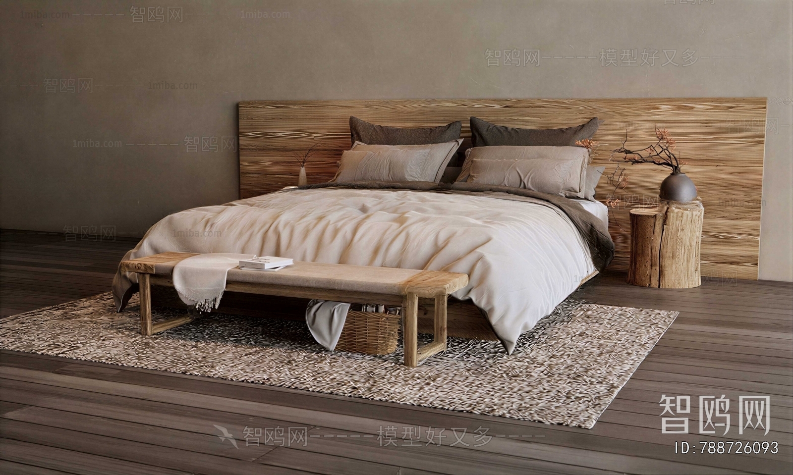 Wabi-sabi Style Double Bed