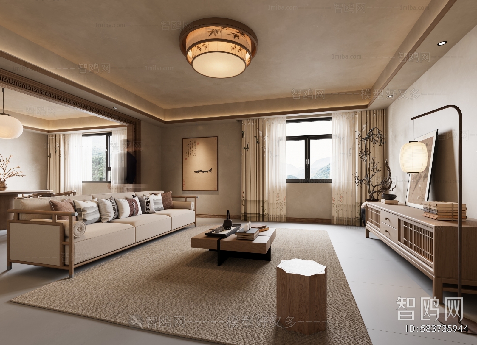 New Chinese Style A Living Room