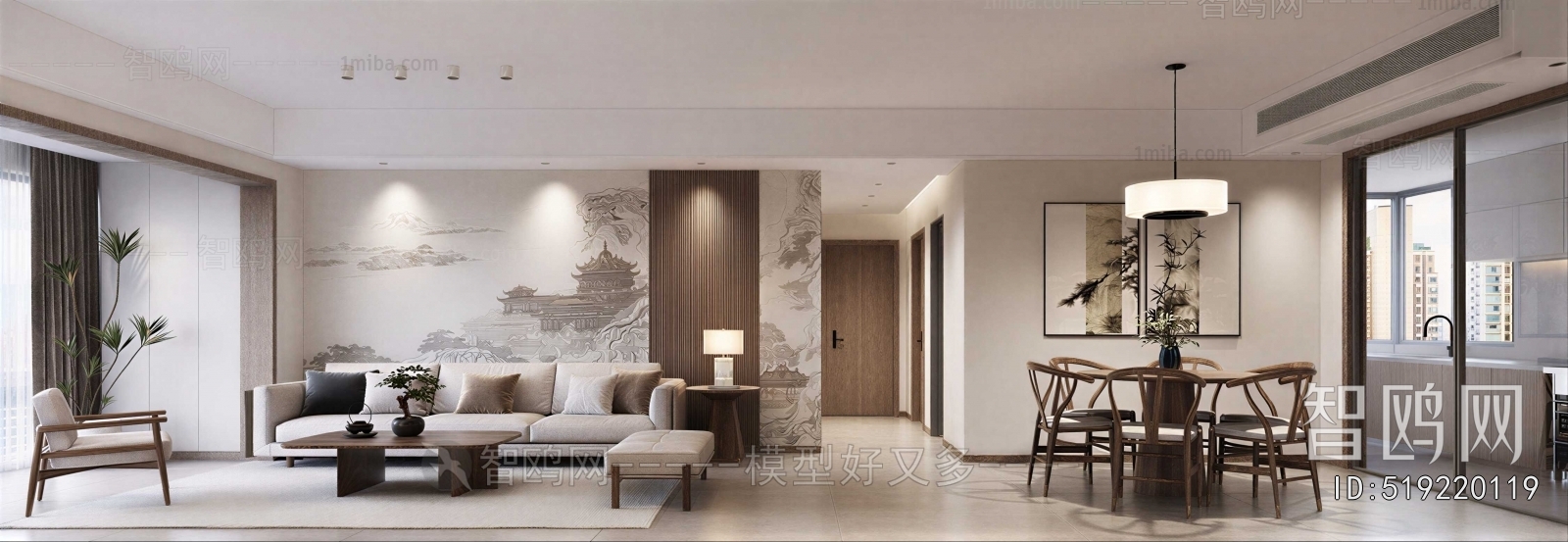 New Chinese Style A Living Room