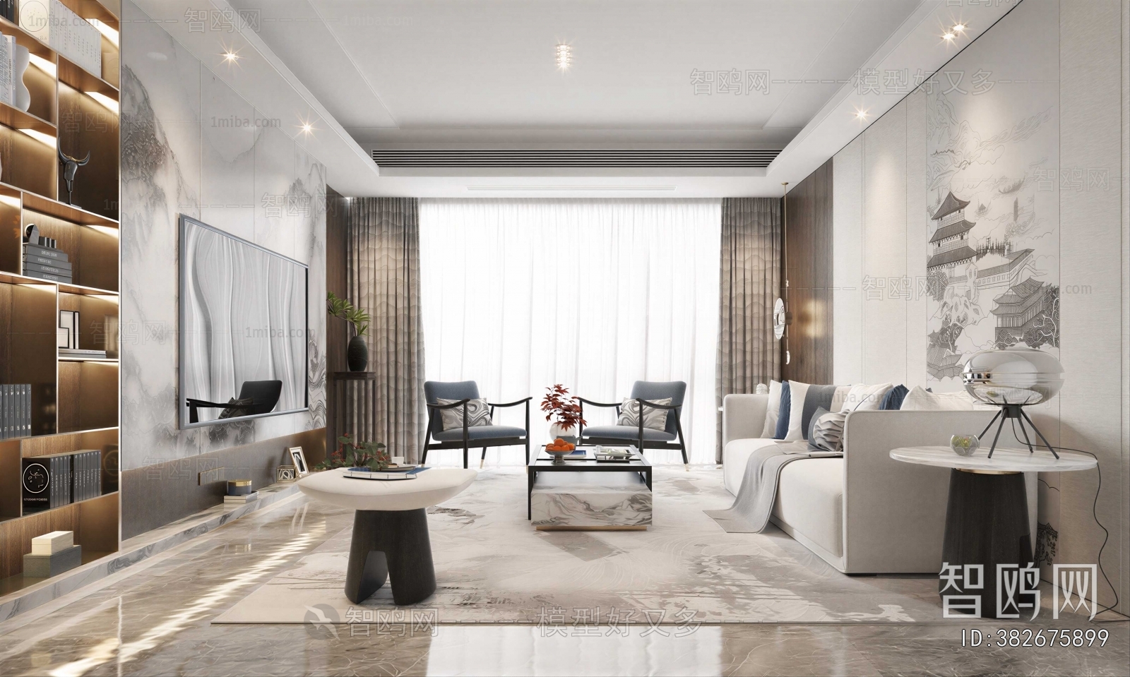 New Chinese Style A Living Room