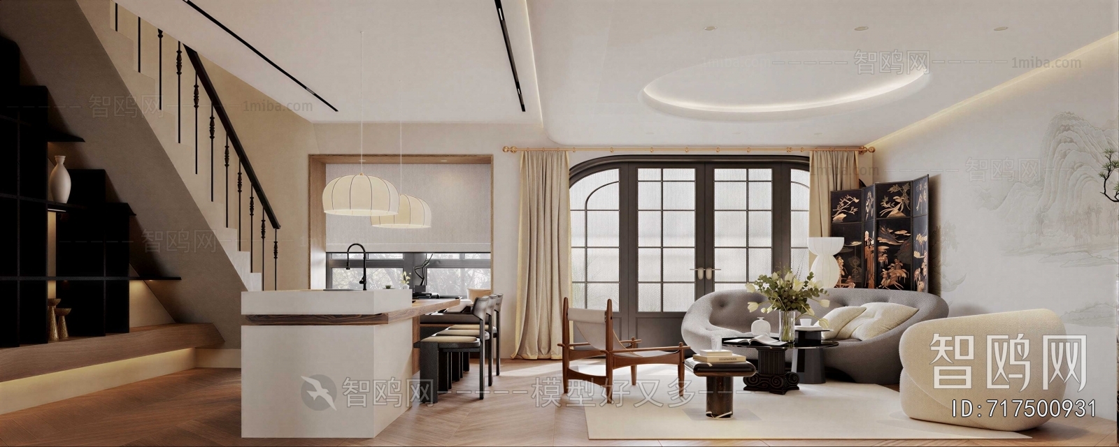 New Chinese Style A Living Room