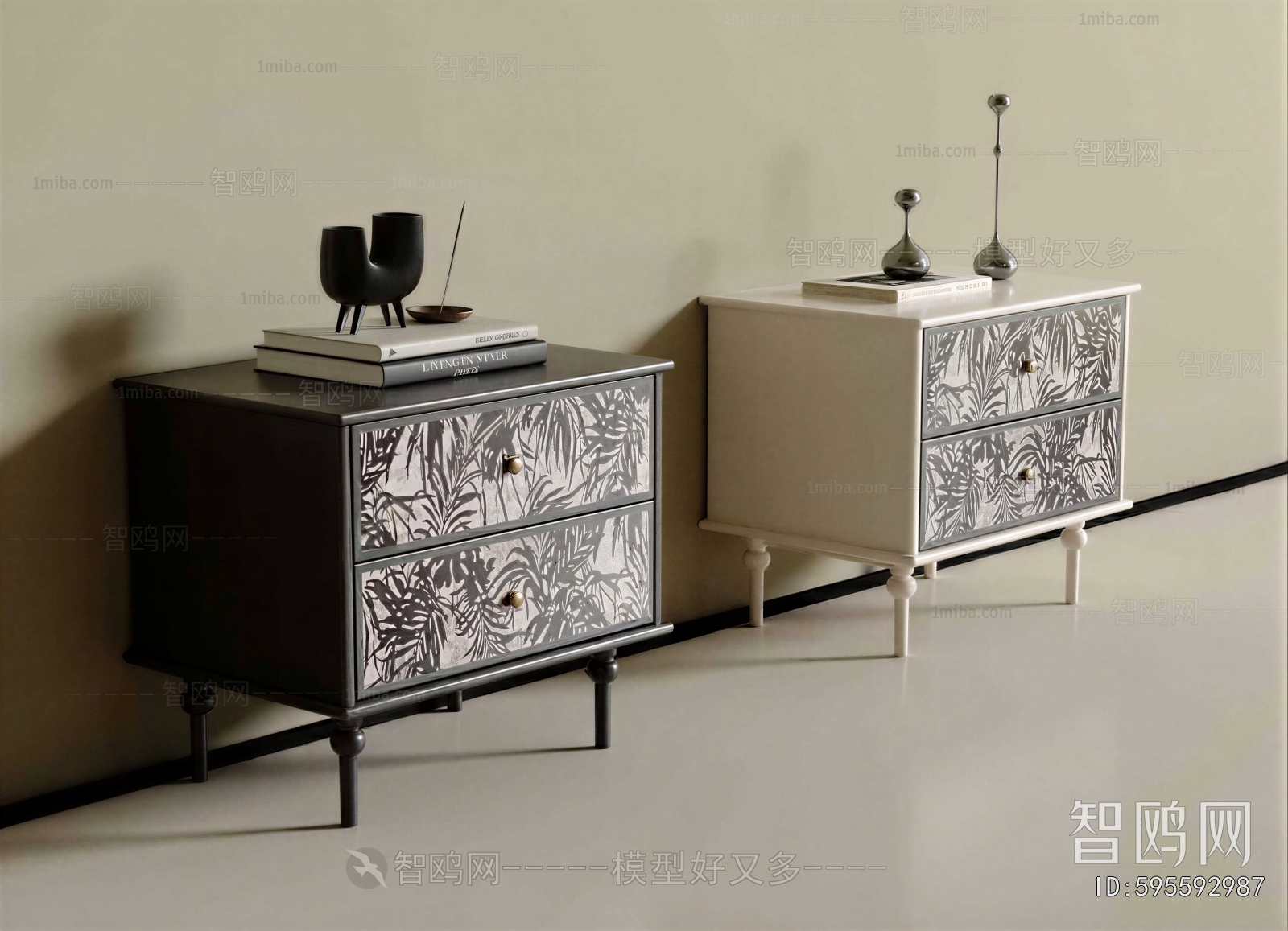 French Style Bedside Cupboard