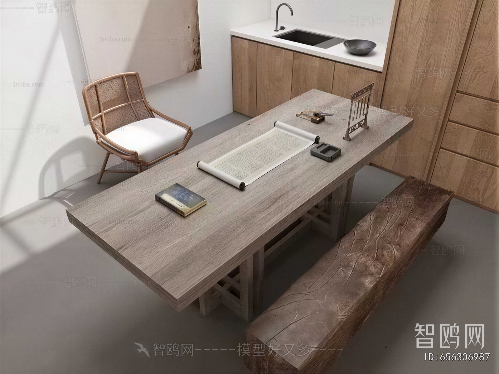 New Chinese Style Computer Desk And Chair