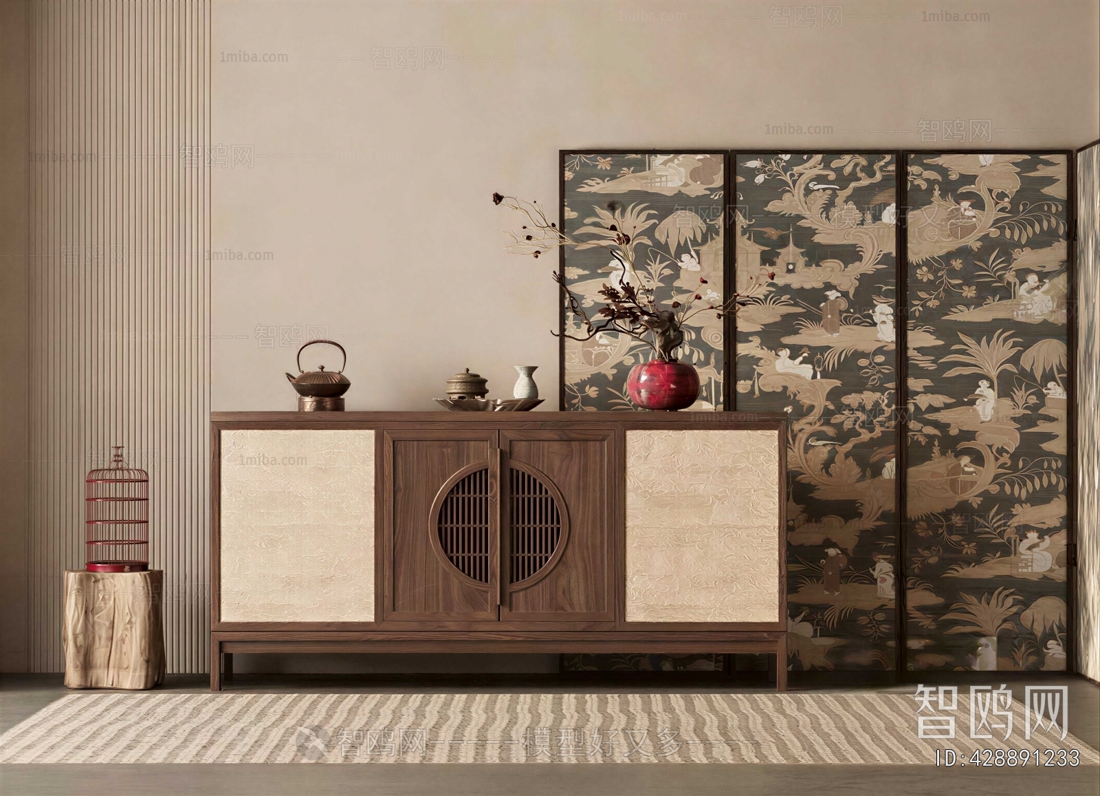 New Chinese Style Entrance Cabinet