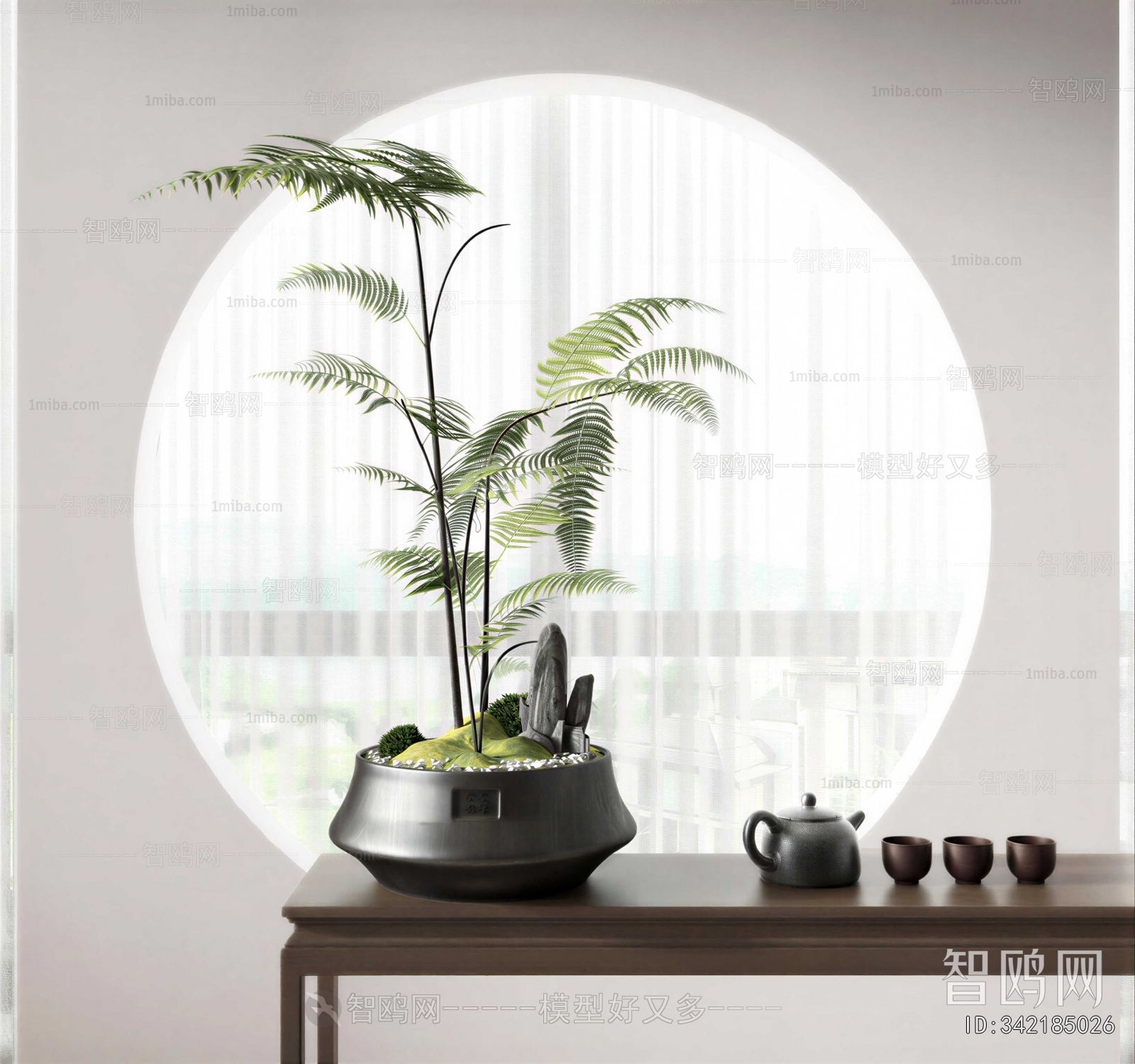 New Chinese Style Potted Green Plant