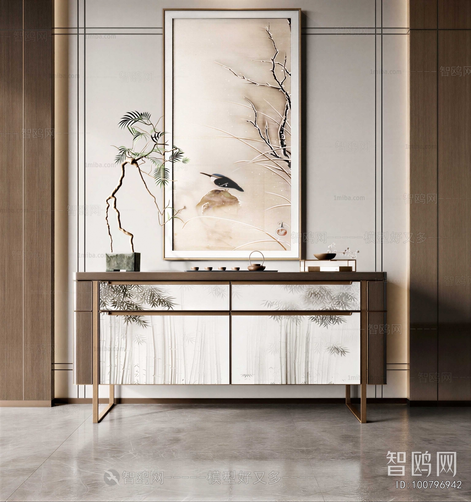 New Chinese Style Entrance Cabinet