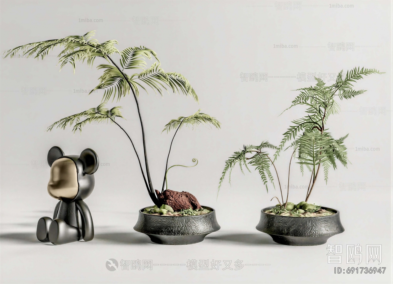 Modern Potted Green Plant