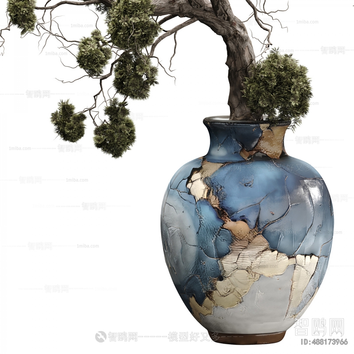 Wabi-sabi Style Potted Green Plant