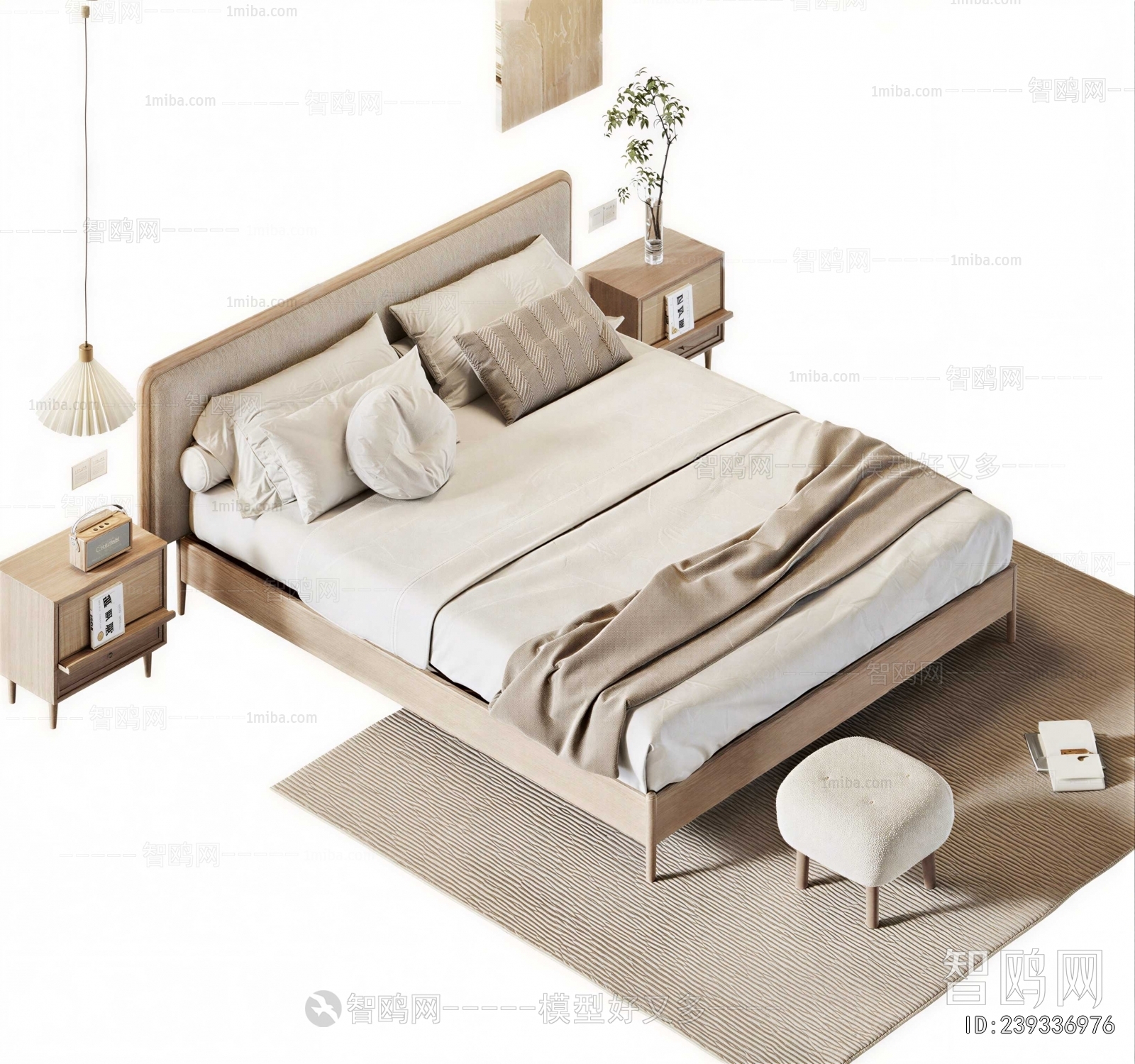 Wabi-sabi Style Double Bed
